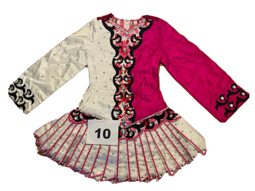 Irish Dance Eire Designs Pink Ireland Red White Dress 32" length Pins - Picture 2 of 12