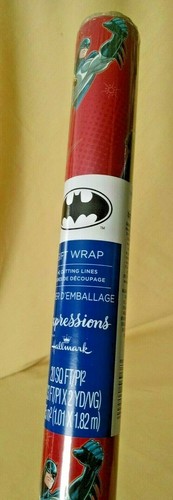 BATMAN GIFT WRAP NEW HALLMARK WRAPPING PAPER 20 SQ FT CHRISTMAS DC COMICS RED* - Picture 3 of 7