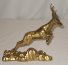 Vintage Brass Antelope Gazelle lbex Leaping Jumping Statue Table Decor Nice