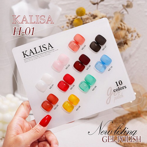 10Pcs KALISA Gel Nail Set Gel Nail Polish Kit Glitter Soak Off UV Varnish 15ml - Picture 13 of 40