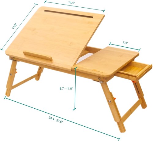 Foldable Bamboo Laptop Tray with Integrated Phone Holder - Lightweight & Sturdy - Picture 8 of 8