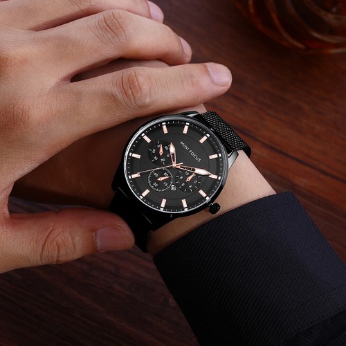 MINI FOCUS Men Watch Luminous Hands Meshband Wristwatch Male Multifunction Watch - Picture 7 of 28