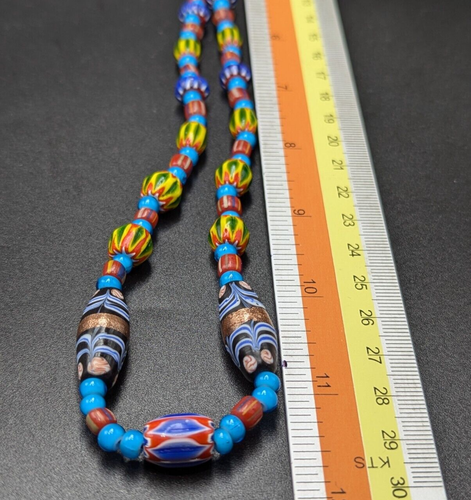 MultiColor Chevron & white heart Venetian Inspired Necklace - Picture 24 of 24