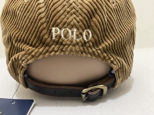 Polo Ralph Lauren Mens Cap Hat One Size New Corduroy Leather Strap Closure Brown - Picture 8 of 17
