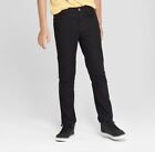 Cat & Jack Boys' Stretch Skinny Fit Black Wash Jeans Adjustable Waist Sz 10 Husk
