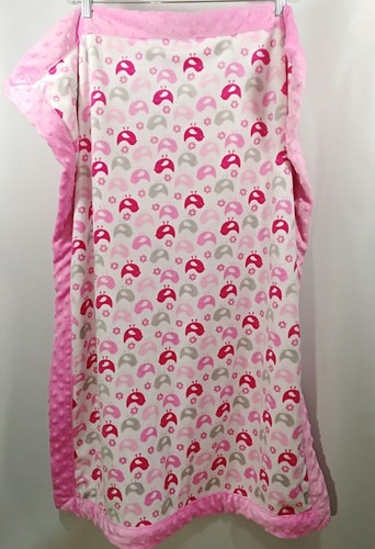 Just Born Pink Grey Birds Baby Blanket Minky White Flowers 40x31 Inches - 第 4/8 張圖片