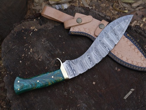 EDC Custom Hand Made Damascus Blade 15"Hunting Knife Kukri Knife W/S _BL-2632 - Picture 5 of 21