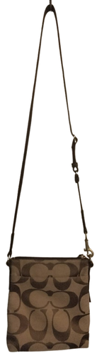 Coach Signature C brown crossbody adjustable length 14-23" Metallic stripe 42422 - Picture 2 of 9