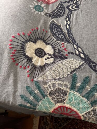Inouitoosh for Anthropologie Full Duvet/2 Shams Multicolored Embroidered Florals - Picture 4 of 19
