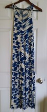 EUC Ann Taylor LOFT blue abstract print maxi dress, Size Petite XXS