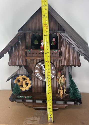 NEU Vintage CUENDET Deutschschweizer Musikalische Kuckucksuhr Schwarzwald Mühle Haus 7514-15 - Bild 16 von 24