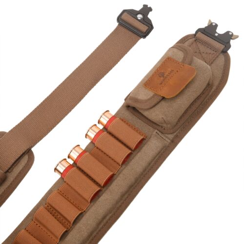 Canvas Leather Bandolier Shotshel Cartridge Belt for 12GA 16GA 20GA Adjustable - Picture 18 of 60