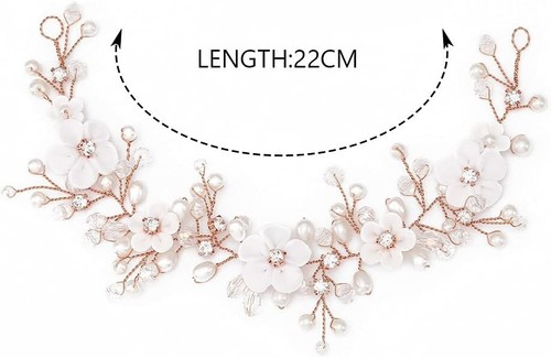 Blumenhaarschmuck Hochzeits-Haaraccessoire Handgefertigt Perlen Kristall - Bild 9 von 10