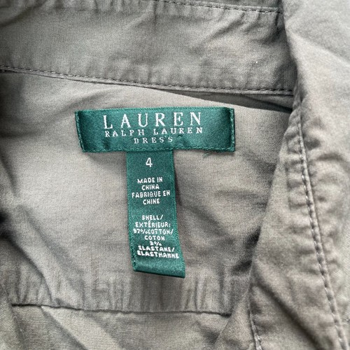 Lauren Ralph Lauren Kleid Damen 4 Grün Fit Flare Baumwolle Military Taschen Kragen - Bild 4 von 8