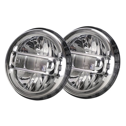 Chrome 7 Inch Round LED Headlights Halo Hi/Lo Beam For Jeep Wrangler JK TJ LJ CJ - Picture 11 of 11