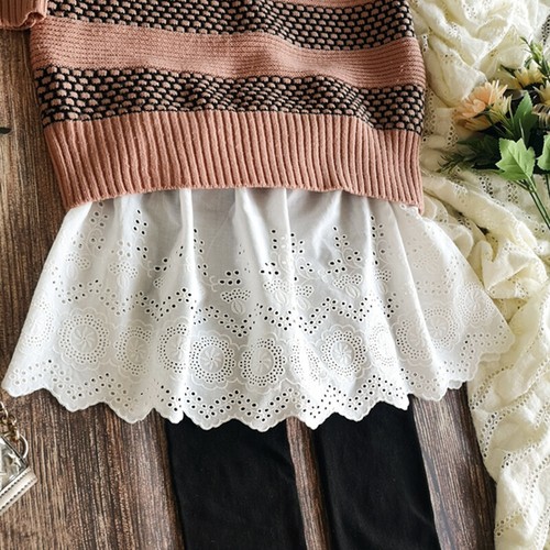 Women Underskirt Lace Mini Skirt Half Waist Slip Hollow Out Floral Cotton Sweet