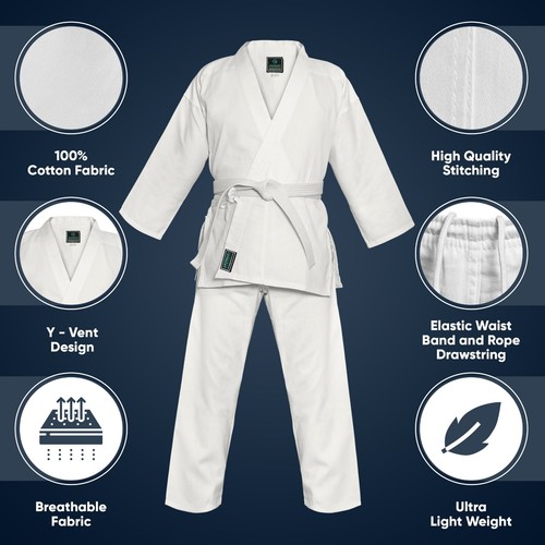 Traditional Karate gi Martial Arts Karate Wear Uniform with FREE WHITE BELT - Picture 19 of 20