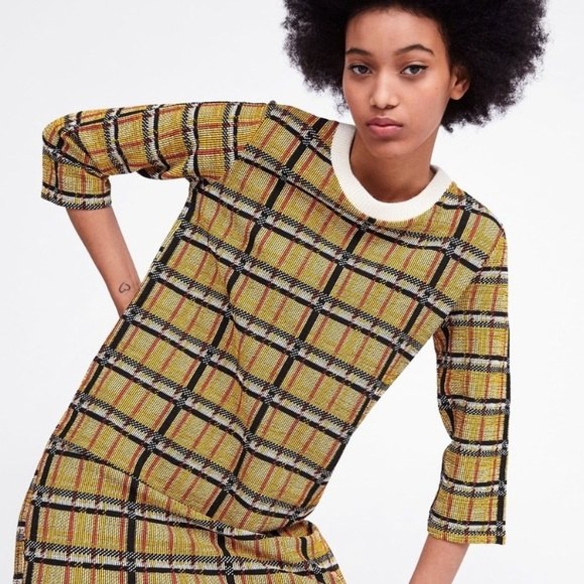 Zara check print dress cheap