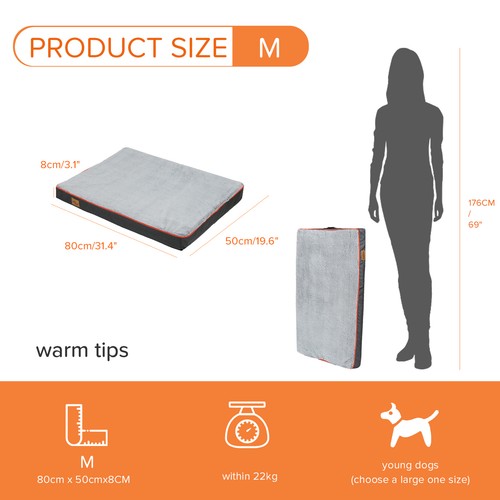 Jumbo Padded Orthopedic Dog Bed Waterproof Rectangle Crate Foam Plush Pillow XXL - Picture 18 of 26