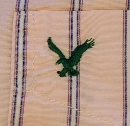 American Eagle Outfitters camicia uomo manica lunga a righe rosa con bottoni XXL - Foto 6 di 8