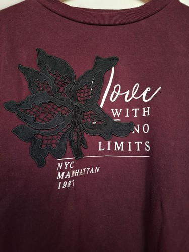 Ladies Burgundy Hoodie 'Love with No Limits' Primark Size S - Picture 2 of 6