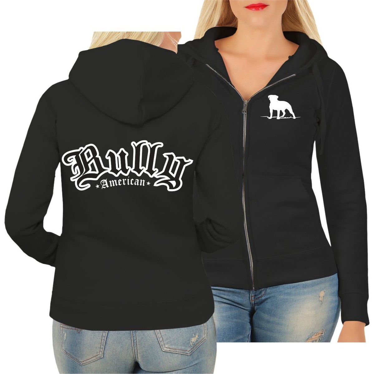 Frauen Kapuzenjac ke American Bully Logo Dogs dogmum Hunde Rasse Zuchter Zucht eBay