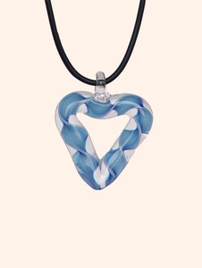 COLLIER PENDENTIF FANTAISIE VERRE MURANO FORME COEUR MULTICOLORE 7 BJOUX
