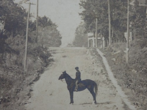 ANTIQUE RPPC THE OLD TOWN HILL BRIDGE & MAN ON HORSE PLYMOUTH OH DB POSTCARD - Picture 3 of 15