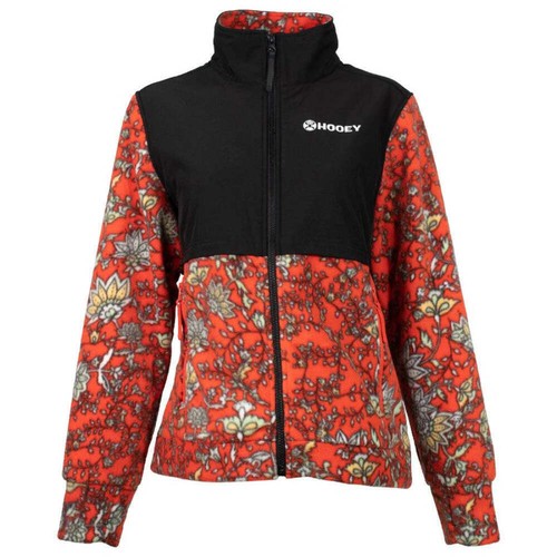 HOOEY GIACCA DONNA "Ladies Tech Fleece Jacket" rosso motivo floreale / nero - Foto 2 di 2
