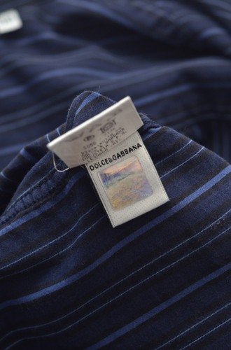 Dolce & Gabbana D&G Vintage Men's Blue Cotton Striped Shirt Size56 Made in Italy - Picture 14 of 15