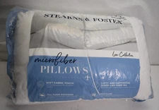 Stearns & Foster Plush 2 Pack Sleep Bed Pillows Standard Queen White Microfiber