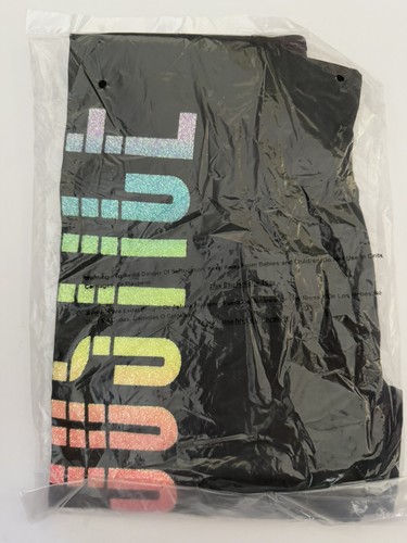Justice Black Rainbow Sparkle Glitter High Waist Full Length Leggings Size 12 - Picture 3 of 4