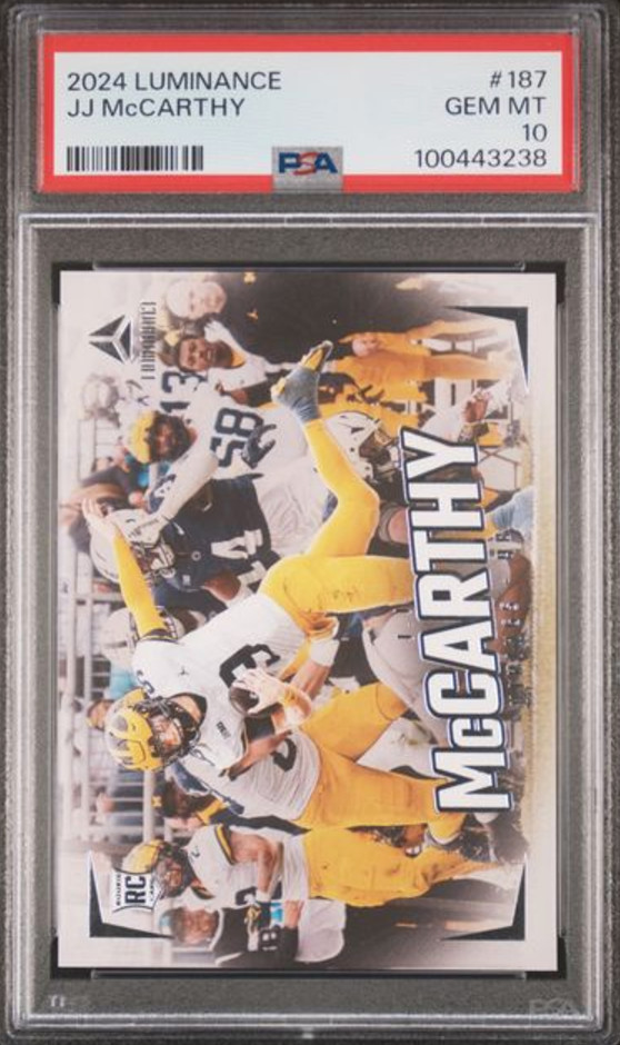 2024 PANINI LUMINANCE #187 JJ MCCARTHY ROOKIE RC PSA 10 GM (POP 2 !) Vikings