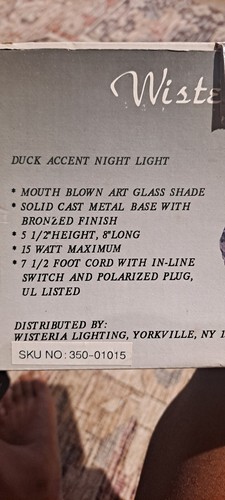 WISTERIA Lighting Vintage Duck Night Light With Extra Bulb /Beautiful /Tiffany  - Foto 5 di 5