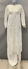 Vintage 50s/60s Lace Wedding Dress Handmade Long Sleeves Bow Back Cream P112