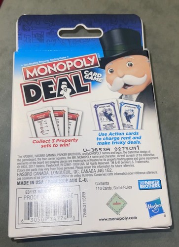 Monopoly Deal Card Game Hasbro Game New in Box. 2-5 Players. Play In 15 Minutes - Picture 6 of 6