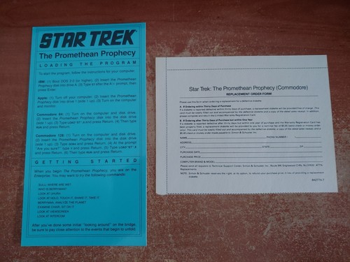 Star Trek - The Promethean Prophecy 1986 - 5.25" Floppy Book + Discs Complete - Picture 6 of 8