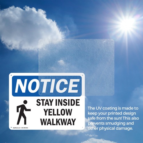 (2 Pack) Stay Inside Yellow Walkway OSHA Notice Sign Decal Metal Plastic - Picture 7 of 23