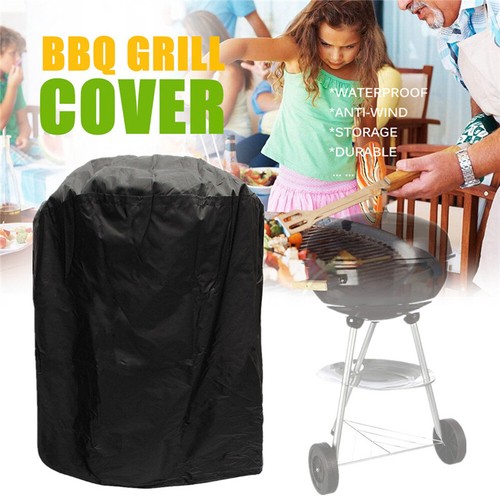 Waterproof Round Kettle BBQ Grill Barbecue Cover Garden Patio UV Resistant Black - Picture 4 of 10