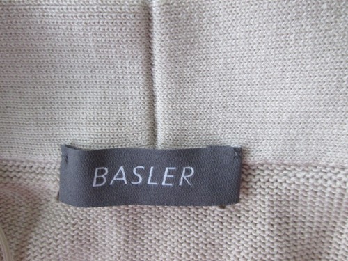 BASLER Size 42 Beige Cotton Viscose Cutout Fringe Beaded Open Drape Cardigan - Picture 10 of 10