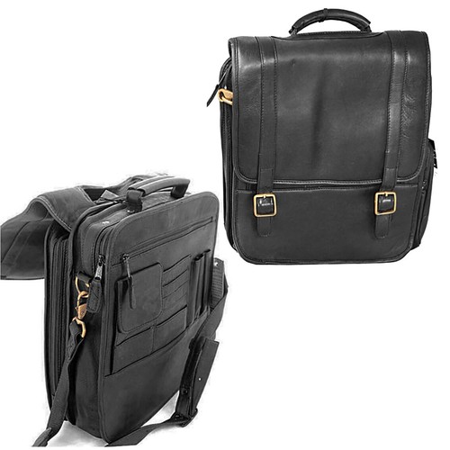 Urban Designer Black Leather Laptop Business Bag from Natural Leather New Sale - Picture 1 of 6