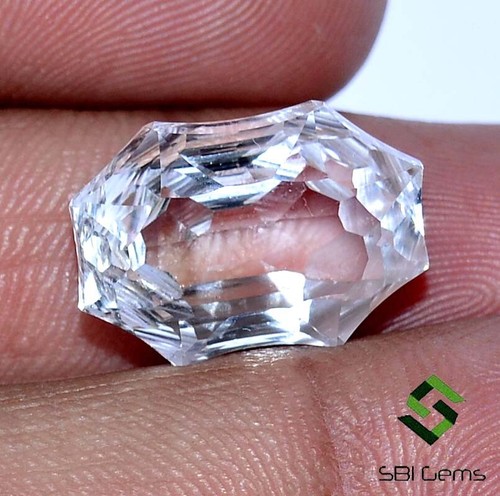 Topazio bianco naturale 17x12 mm fantasia taglio ottagonale 10,58 CTS pietra preziosa sfusa brillante - Foto 7 di 11