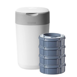 Sangenic Tippee Twist & Click Windeleimer inkl. 4 Kassetten Baumwoll-Weiß NEU