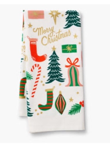 RIFLE PAPER CO. DECK THE HALLS MERRY CHRISTMAS HOLIDAY DISH TOWEL NWT - Picture 14 of 15