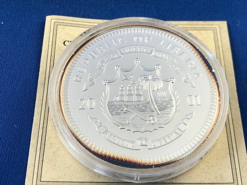 LIBERIA Silver 20 Dollars 2001 Legends of the Rails KROKODIL Proof - Picture 2 of 3