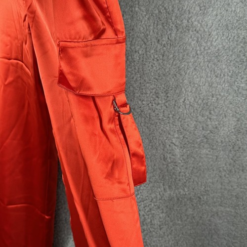 Pantalón cargo House of Harlow 1960 pierna ancha cintura alta satinado en naranja intenso, talla XS - Imagen 5 de 9