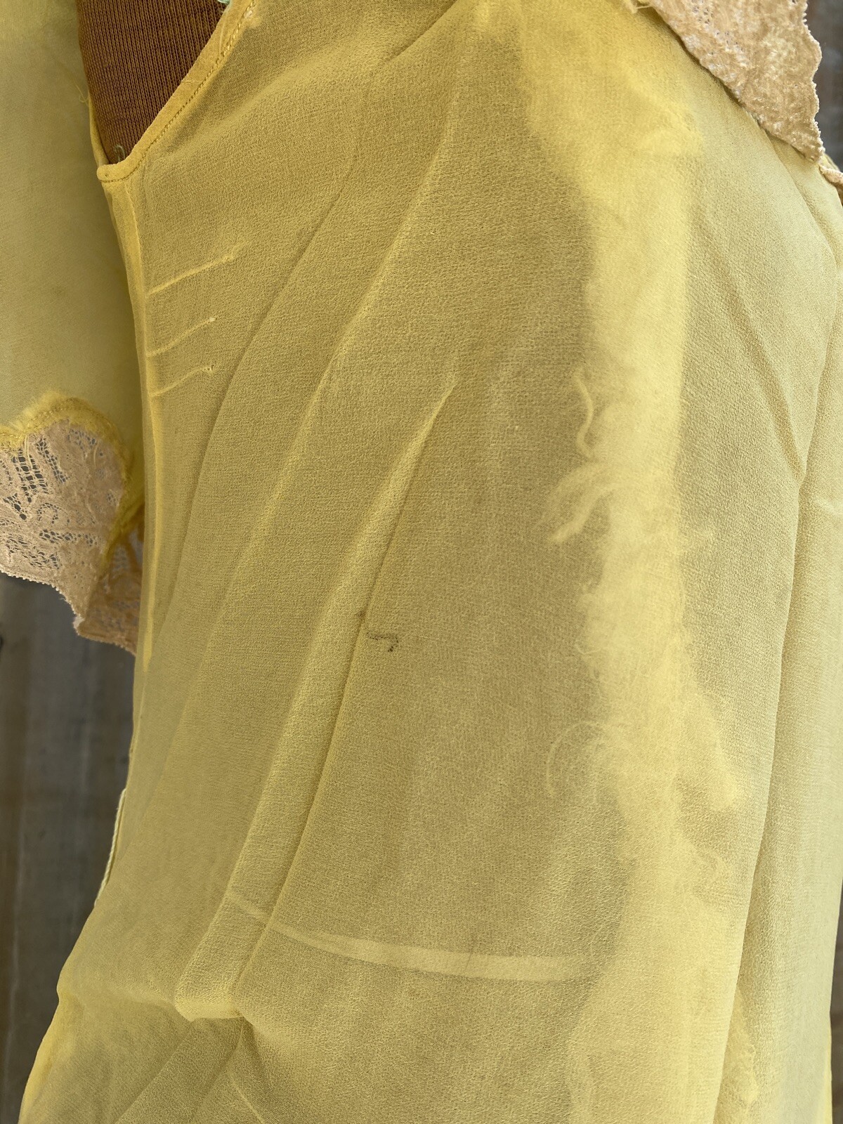 Antique 1920s 1930s Yellow Silk Chiffon Midi Dres… - image 7