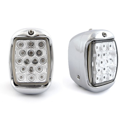 LED Tail Lamp Clear Lens & Chrome Housing Flasher Pair for 40-53 Chevy GMC Truck - Foto 3 di 12