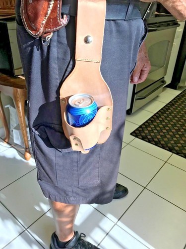All Leather BEER CAN/BOTTLE Holster -"MY BEER" read the word FREE in item - Picture 9 of 11