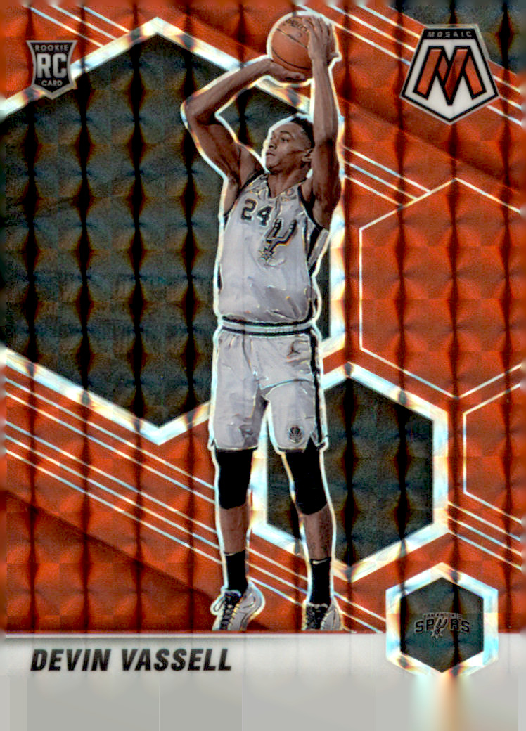 2020-21 Panini Mosaic Devin Vassell RC Red Mosaic Prizm #221 Spurs